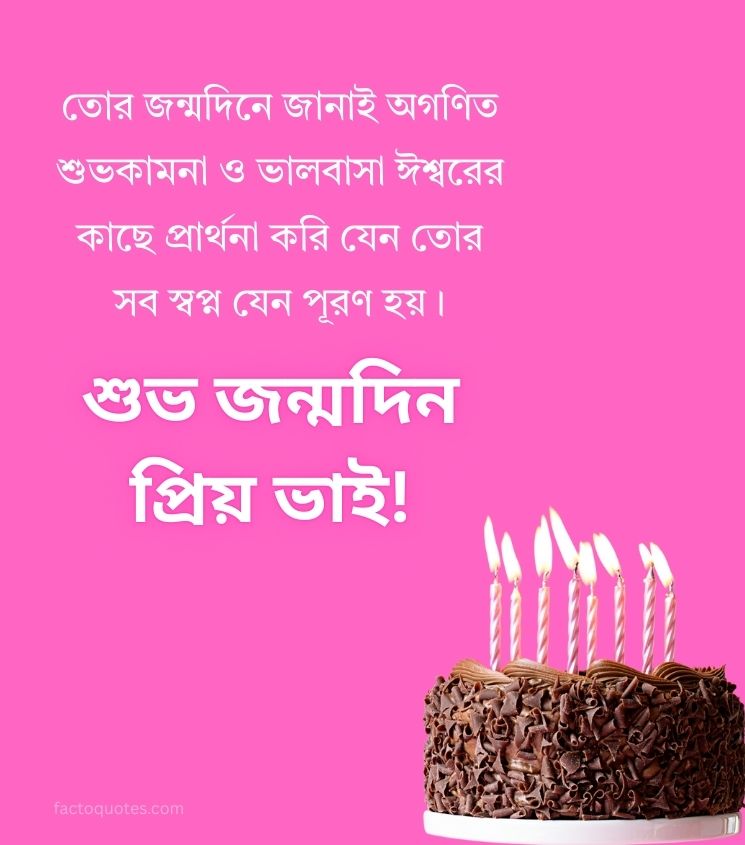 Birthday Wishes for Bhai in Bengali with Cake