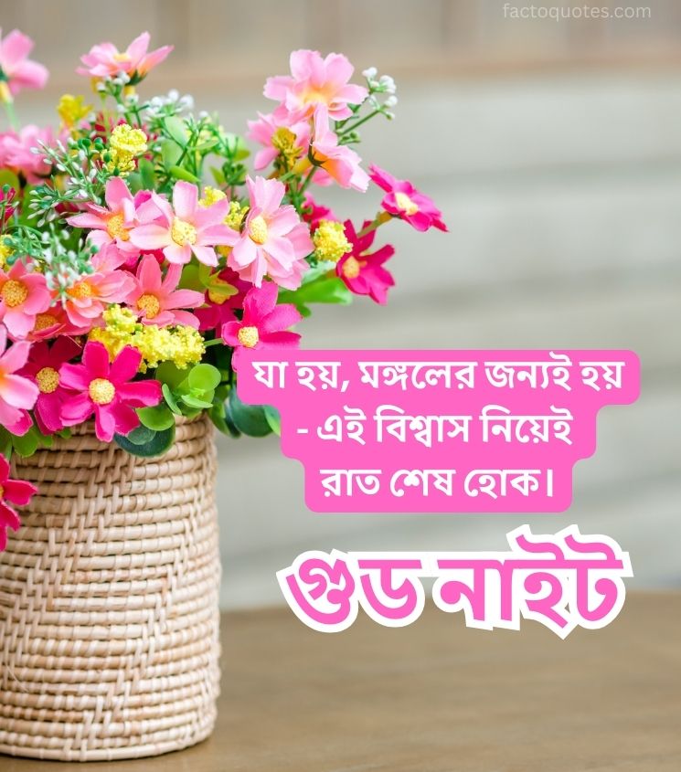 Spiritual Good Night Quotes in Bengali with Flower