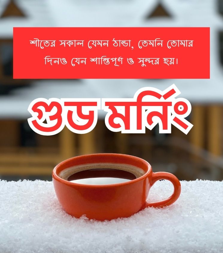 Winter Good Morning Wishes in Bengali with Tea