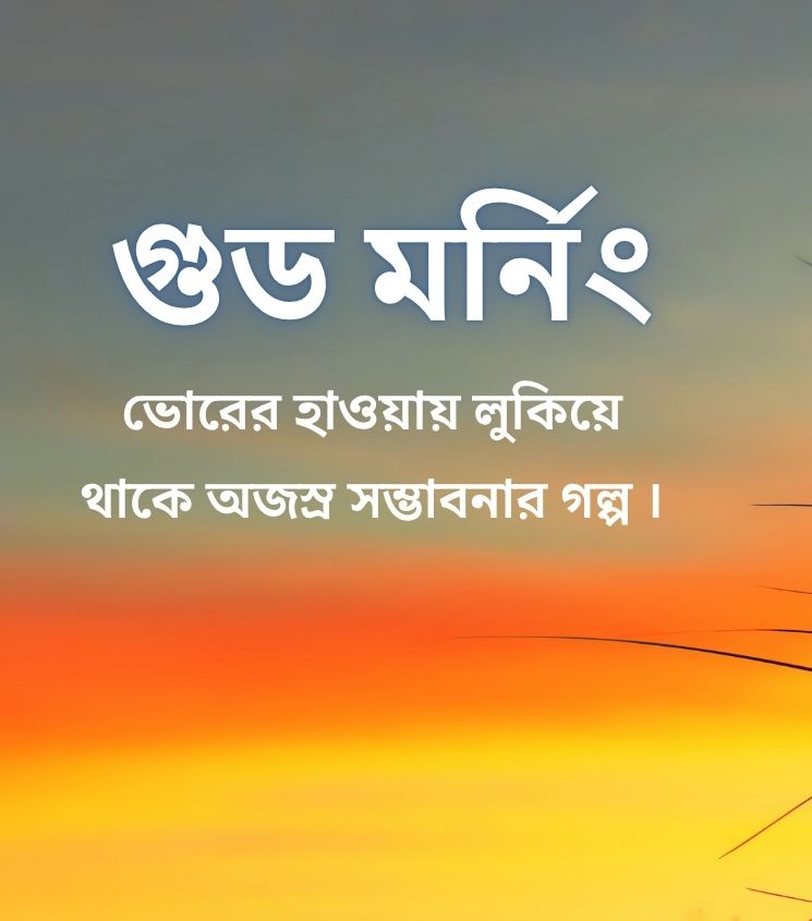 Good Morning Wishes Bangla with Sunrise Background