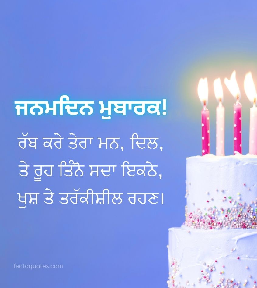 Birthday Wishes in Punjabi with Cake