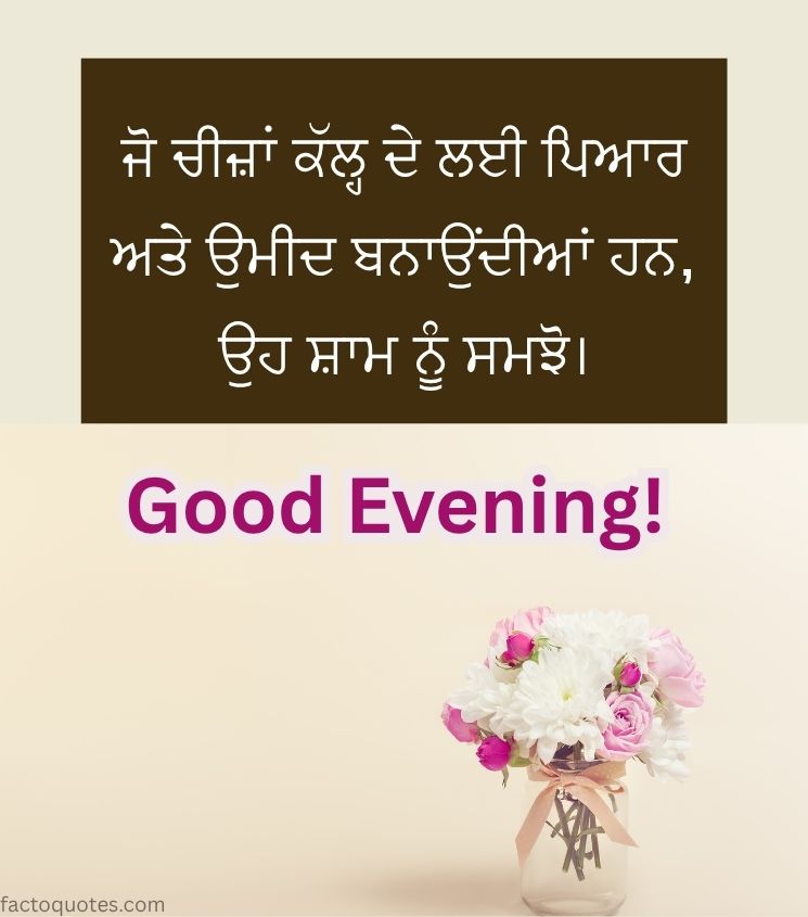Good Evening Wishes in Desi Punjabi Style with Flower
