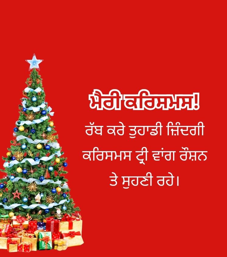 Punjabi Merry Christmas Wishes with Christmas Tree