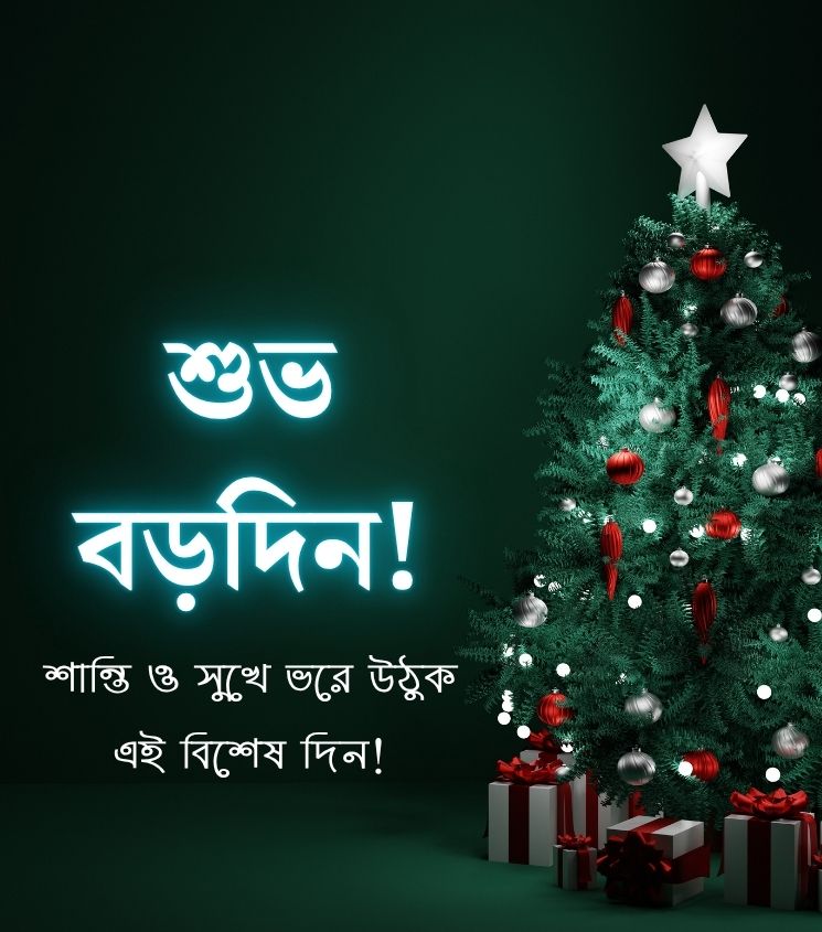 Subho Borodin Wishes in Bengali With Santa Claus