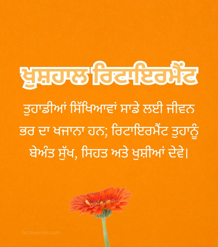 Punjabi Retirement Greetings for Status